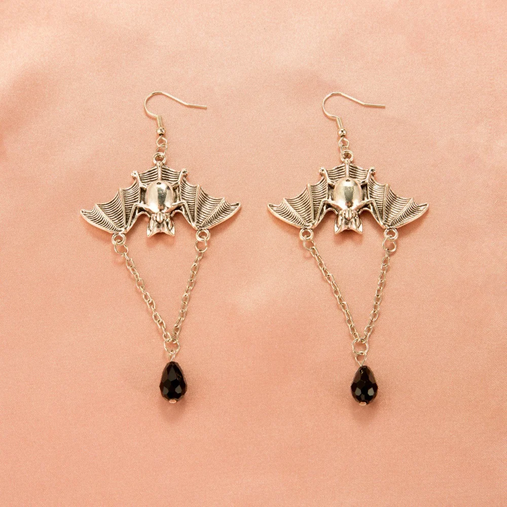Готические серьги на Хэллоуин женские в стиле панк летучая мышь паук крутые