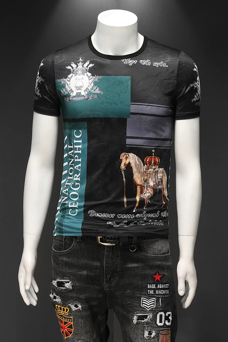 

High Quality Short Sleeve T Shirt Men 2021 Summer O-neck Tops Tees Casual Funny T Shirts Breathable Luxury Men Clothes M-7XL