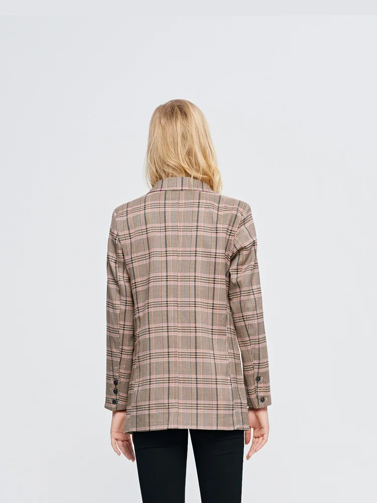 Autumn Winter New Women's Jacket Plaid Casual Lattice Long-Sleeved Straight Blazer Fashion Small Suit Female ZZZ154