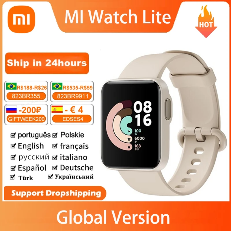 Global Version Xiaomi Mi Watch Lite GPS Fitness Tracker Heart Rate Monitor Smart Sport Bracelet 1.4inch Bluetooth Smart Watch