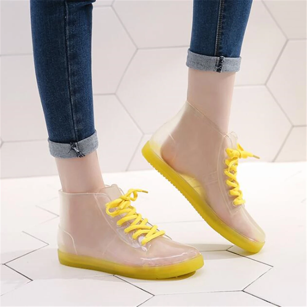 Женские непромокаемые сапоги женские на шнуровке для зрелых женщин прозрачная