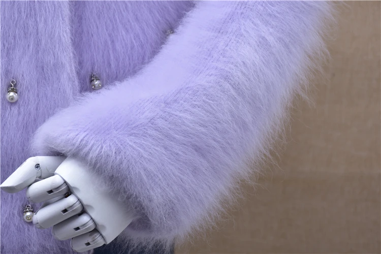 Модный осенний и зимний женский маленький свитер с длинным рукавом из ангорской