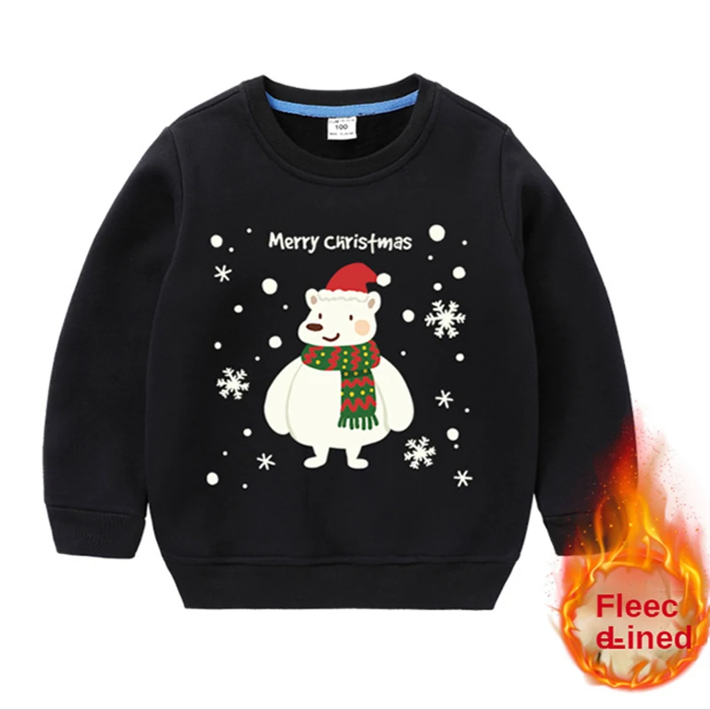 

Winter New Boys and Girls Christmas Long Sleeve Sweatshirts Thick And Velvet Warm Baby Clothes Casual Fashion Tops