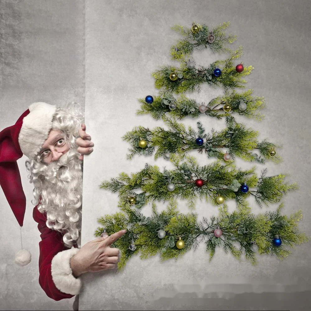 &Aacute;rbol de Navidad de 60cm para decoraci&oacute;n de pared, colgante de pared, &aacute;rbol de Navidad extra&iacute;ble, bricolaje, pino de Navidad simulado, PVC, decoraci&oacute;n del hogar-0