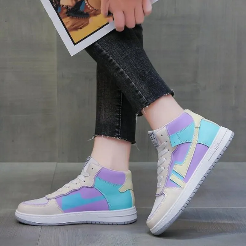 

Женские кроссовки для тенниса, Повседневные Дышащие женские туфли на шнуровке, удобные кроссовки с высоким верхом для ходьбы, 2021