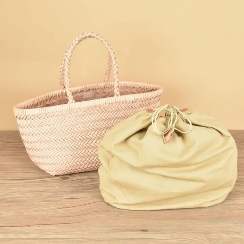 Women's Genuine 100% Leather Woven Shoulder Bag Cool Weaving Bucket Handbags French Casual Tote Purse Cowhide Cross Handle Bags
