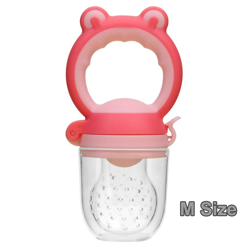 Red M size 1 шт. Детские фрукты NibblerFeeder жевательный сок пустышки Игрушка Силиконовый Ниблер игрушка сок и овощи кормушка 3 размера для 3-20 месяцев - Цвет: Red M size