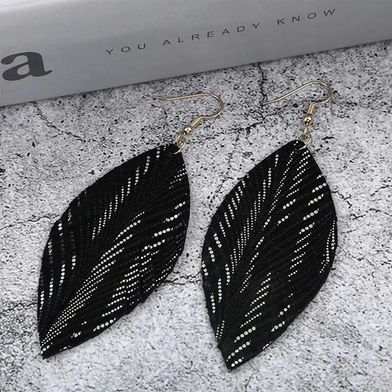 

E7722 ZWPON Laser Snakeskin Print Genuine Leather Earrings for Women 2020 Autumn Leather Oval Earrings Statement Earring Jewelry