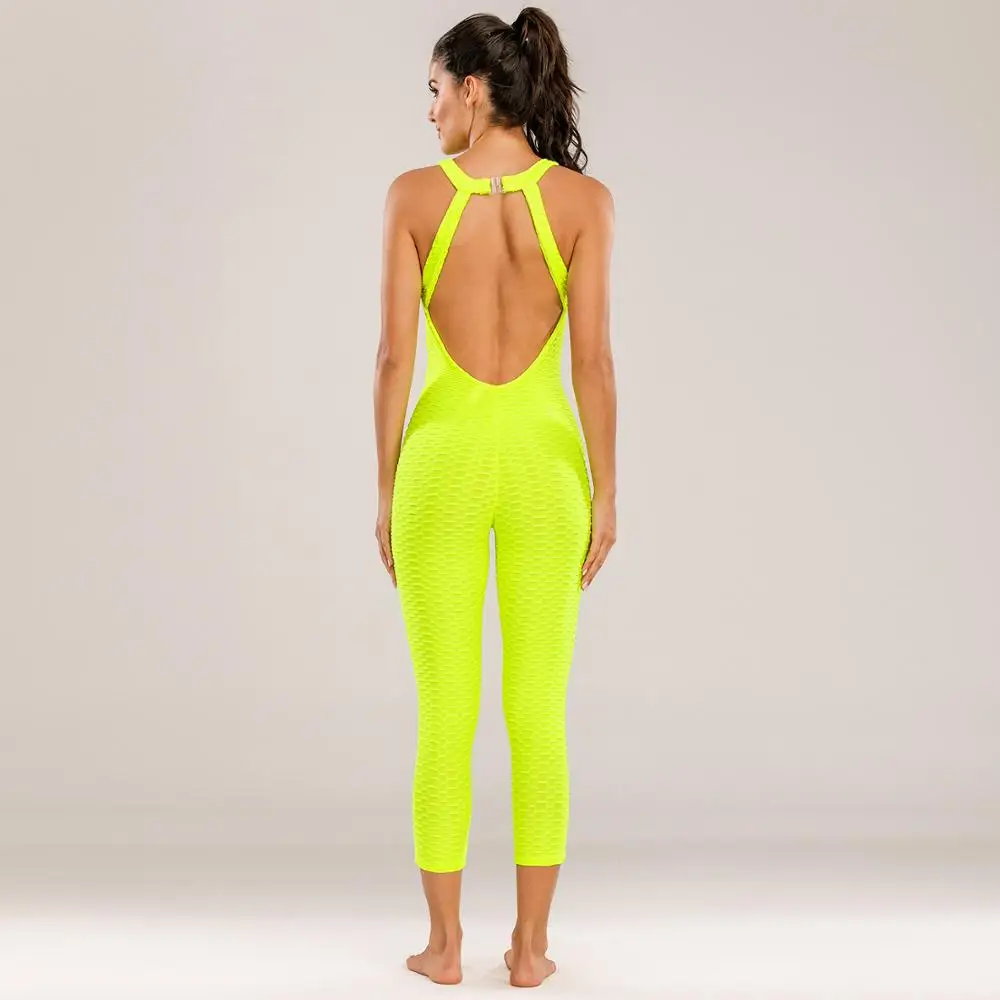 Женский комплект для йоги спортивный фитнеса комбинезон с высокой талией
