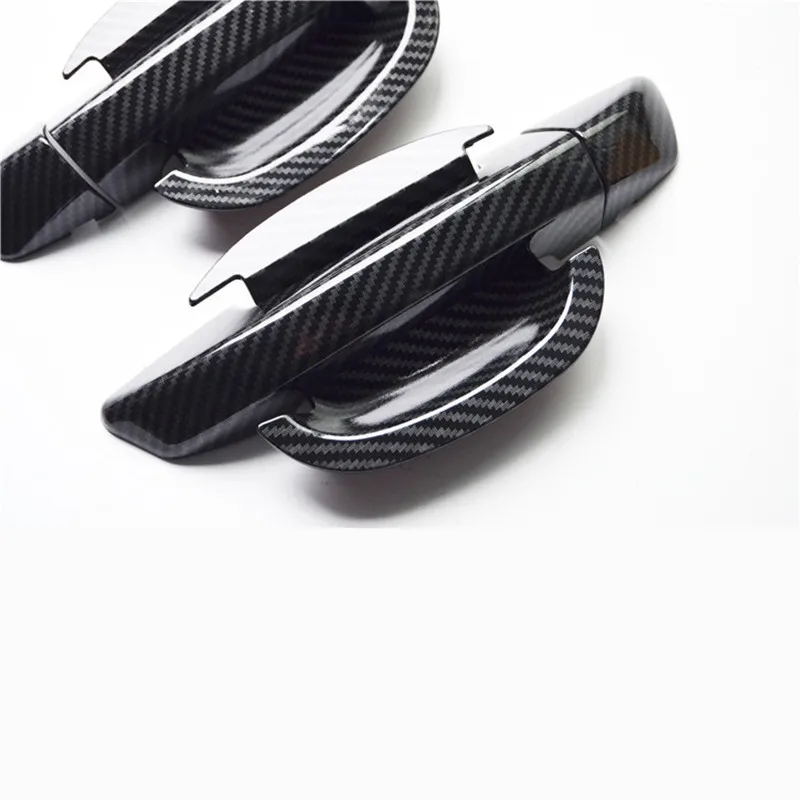 Углеродное волокно печатная Наружная ручка двери автомобиля крышка чаши стикер