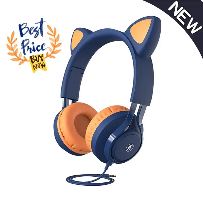 

2022 Wired Headphones Cat Ear Headset For Child Kid Girls Boys 85db Kids Mode Hearing Protection Headphone For Phone Laptop