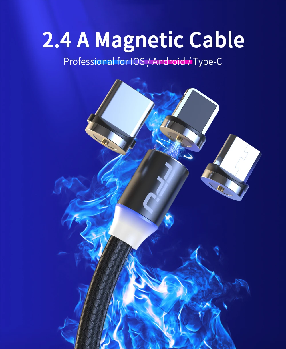 FPU 3 м Магнитный Micro USB кабель для iPhone samsung Android мобильный телефон Быстрая зарядка usb type C кабель магнит зарядное устройство провод шнур