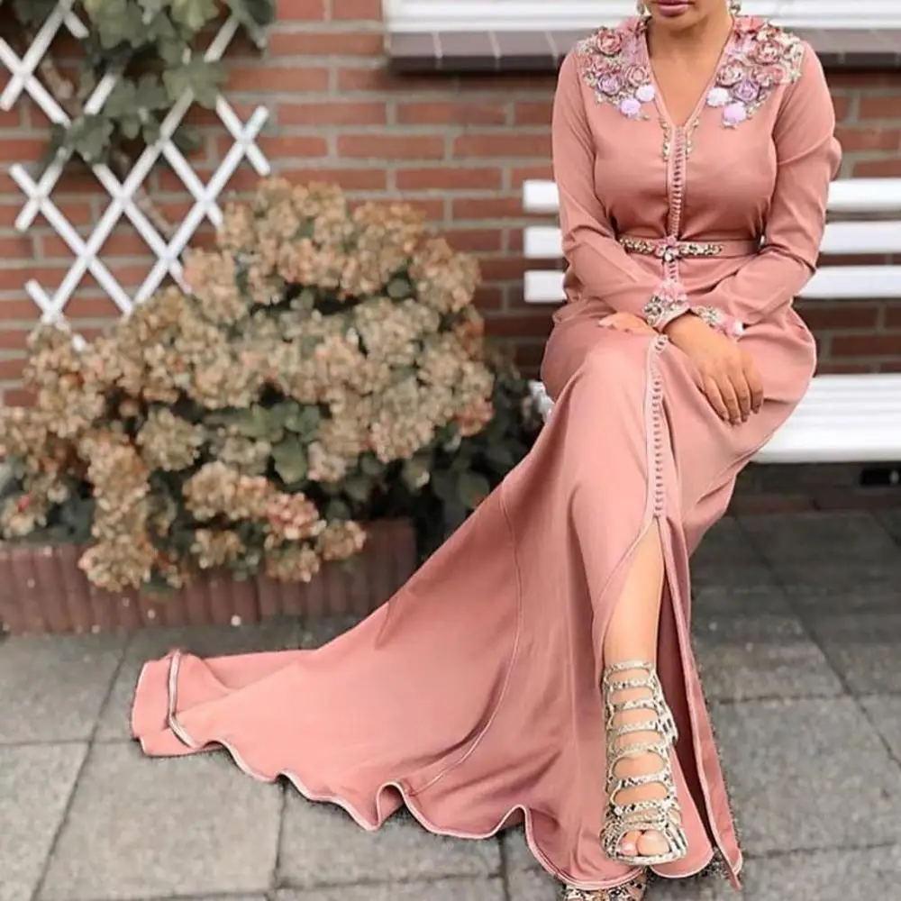 Bbonlinedress марокканские вечерние платья Caftan с вышивкой и аппликацией длинное