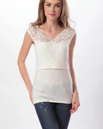 

Lace Maternity Vest Women Mom Pregnant Nursing Baby Tank Top Tops Maternidad Ropa Lactancia Breastfeeding T Shirt