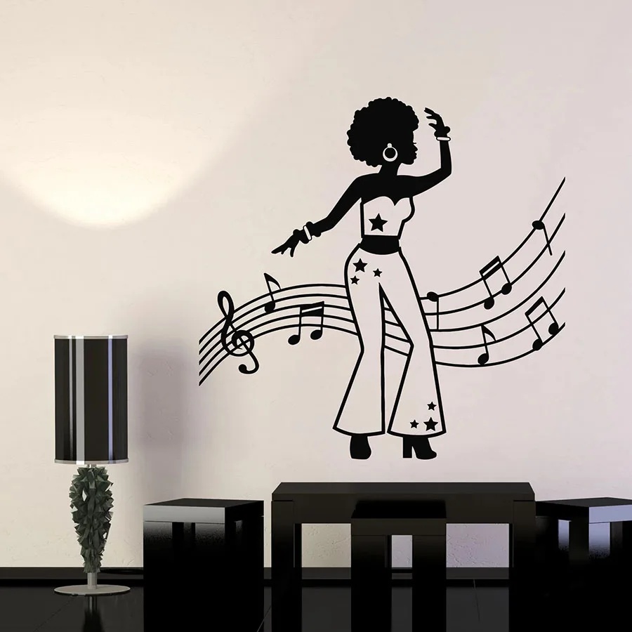 Наклейка на стену африканская Женская танцовщица музыкальные заметки Мелодия