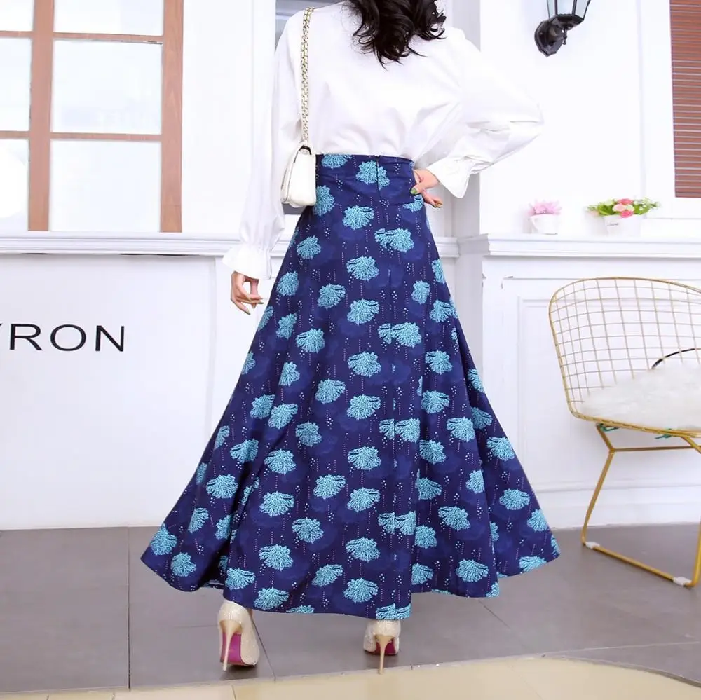 Длинная юбка с цветочным принтом для женщин винтажная вечерняя Свободная макси