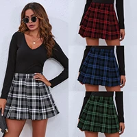 mini skirt pleated skirt plaid a line preppy style sweet casual mini skirts