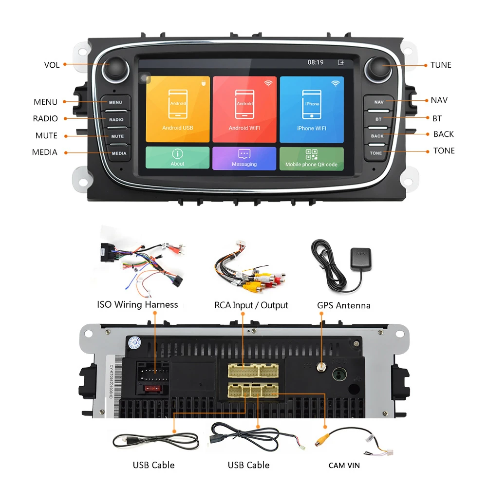Android 8 1 gps Автомагнитола 2 Din Автомобильный мультимедийный плеер 7 0 "аудио
