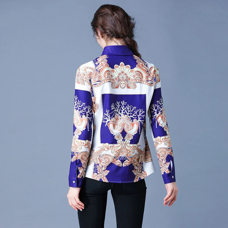 

Women long sleeve shirts women button floral pattern blouse printing fashionable long sleeve shirts 2020 Autumn clothes femal
