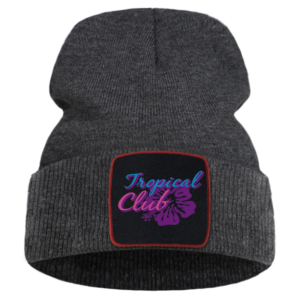 Женская Осенняя шапка с буквами и фиолетовыми цветами Теплая мужская зимняя