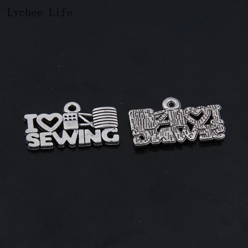Lychee Life 10 шт. I Love Швейные металлические этикетки для одежды печатные бирки