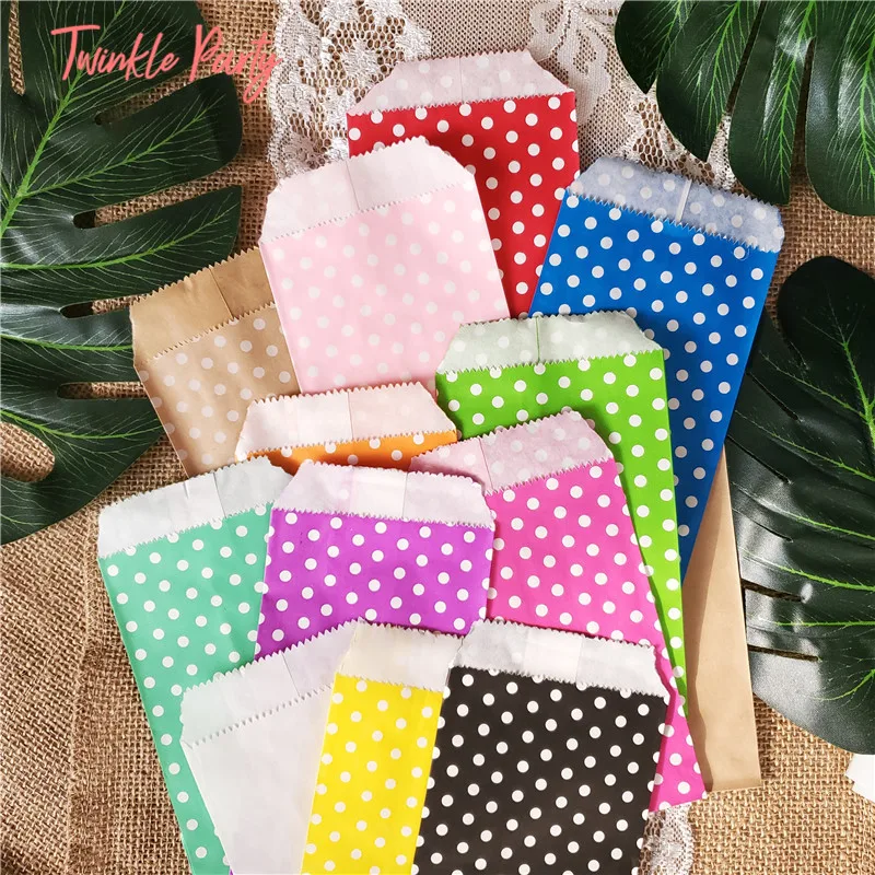 

25pcs Paper Bag Mini Colorful Polka Dot Bags Favor Gift Packing Paper Treat Gift Bag Baking Package Supplies