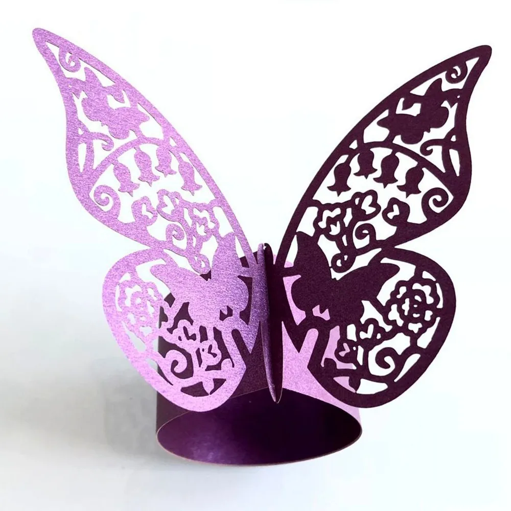 50pcs Hollow Butterfly Pearl Paper Napkin Rings Towel Buckle Serviette Holder Wedding Banquet Dinner Table Decoration New | Дом и сад