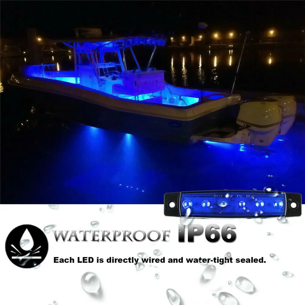 

10pcs Marine Boat LED Lamp Cabin Deck Courtesy Light Stern Transom Lights Blue PC Lens+ABS Shell Courtesy Lights