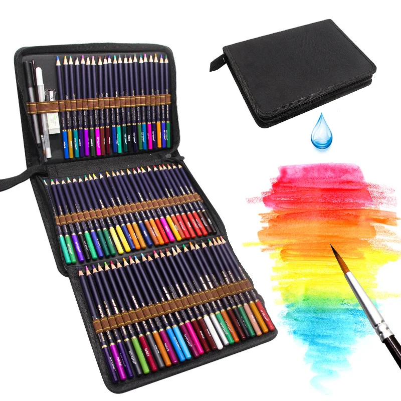 

78Pcs Professional Water soluble Color Pencil Set Sketching Drawing Kit Wood Pencil Bags For Painter карандаши для рисования