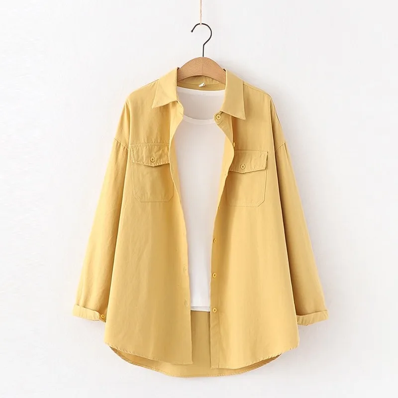 Осень 2019 Шикарные Женские однотонные блузы в Корейском стиле Харадзюку с