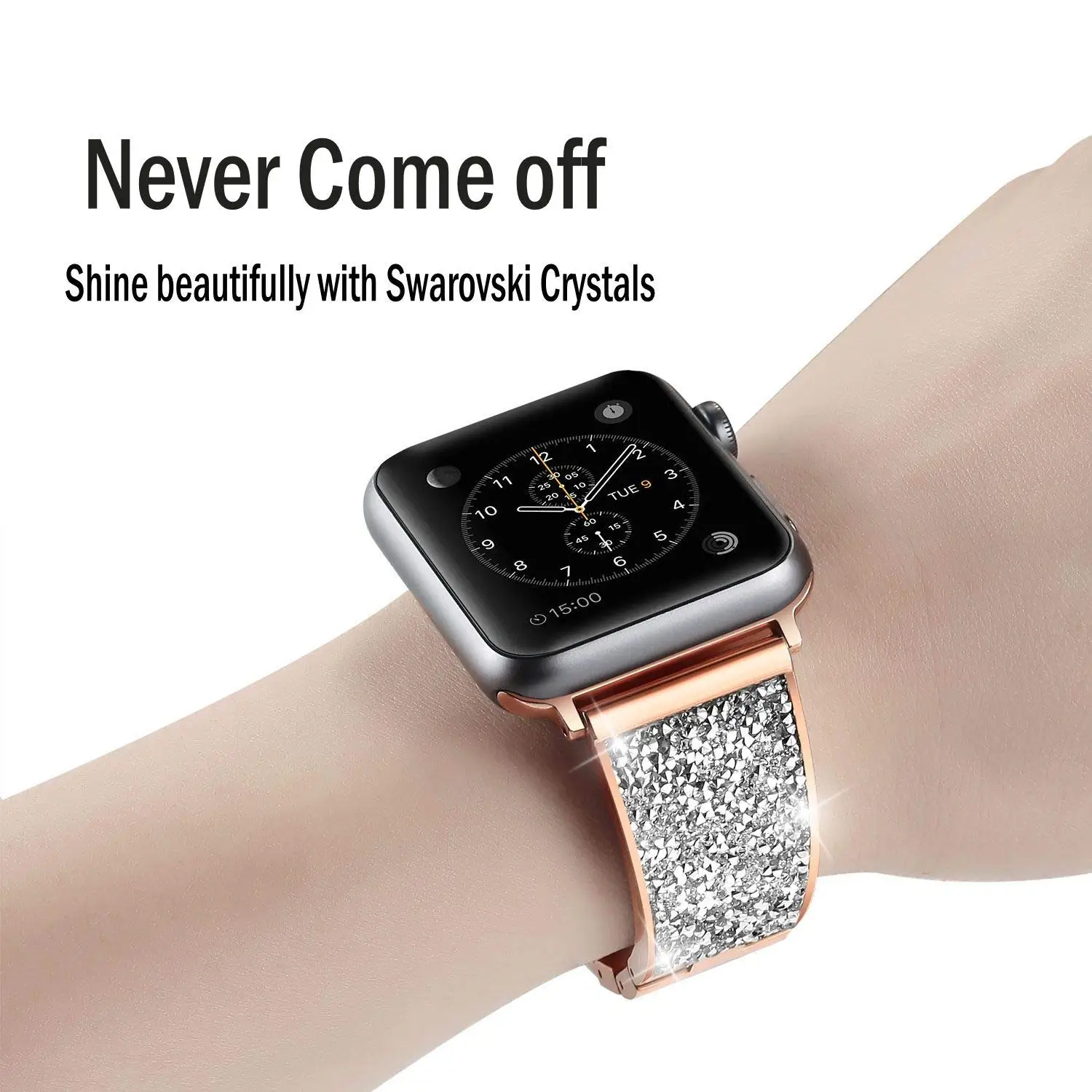 Роскошный Алмазный ремешок для apple watch 38 мм 42 мм 40 мм 44 мм серия 5 4 3 защитный чехол для iwatch браслет из нержавеющей стали