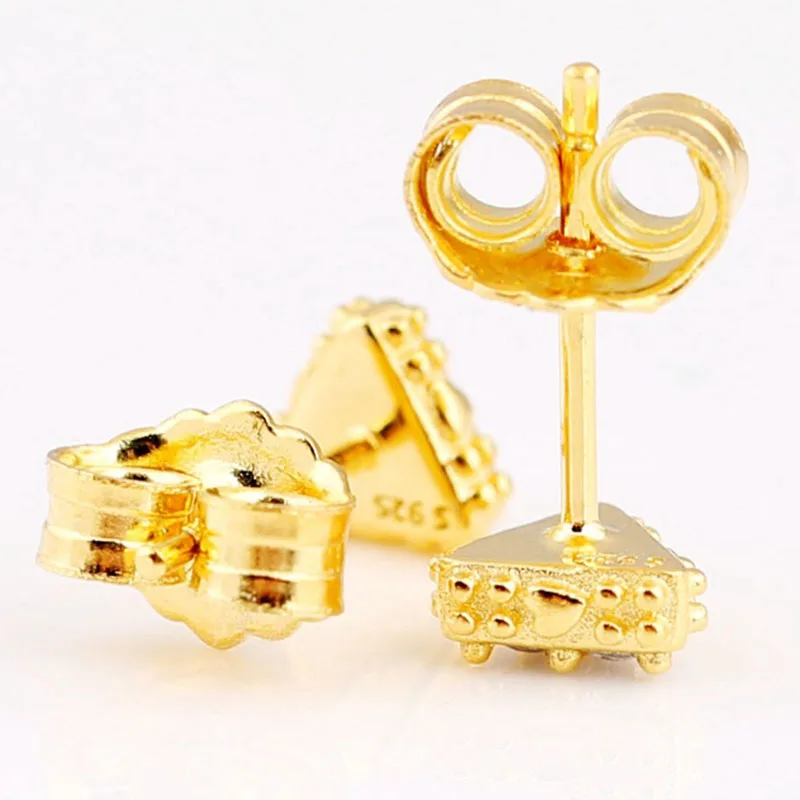 

Original 925 Sterling Silver Pan Earring Fashionable Gold Triangle Set Earrings For Women Wedding Gift Fashion Jewelry