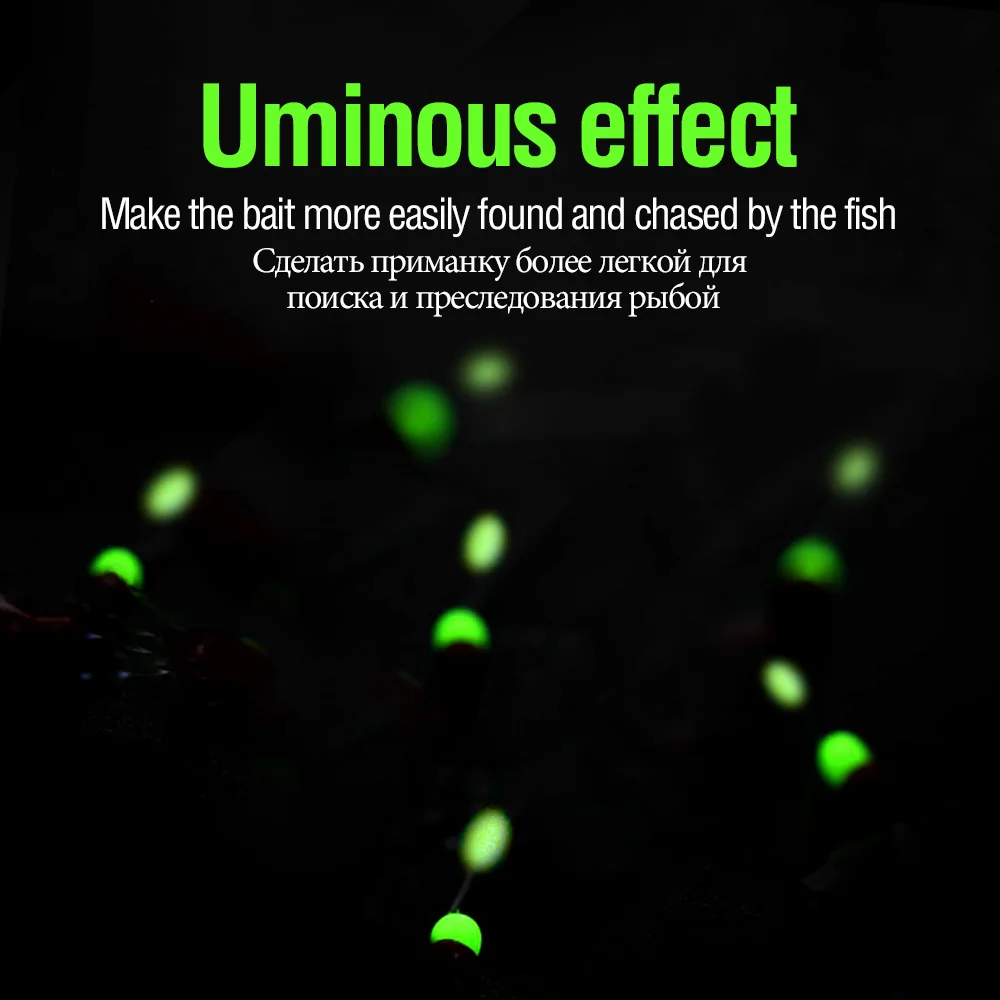 DONQL Combination Fishing Hooks 5#-22# Luminous Fishing Hooks(Tail Luminous Beads) 6 Hooks+ Stainless Steel Fishing Adapter