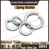 2pcs 500pcs gb93 carbon steel spring washers white zinc plated m1 6 m2 m2 5 m3 m4 m5 m6 m8m30 single coil spring lock washer