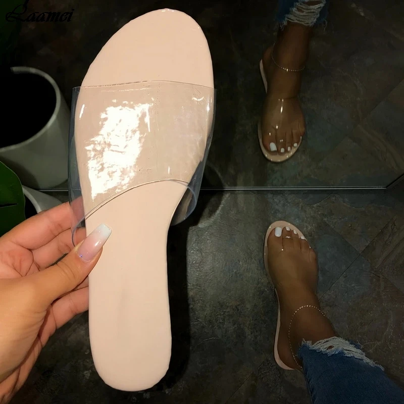 Новинка Женские шлепанцы Прозрачная обувь Обувь для улицы пикантные летние