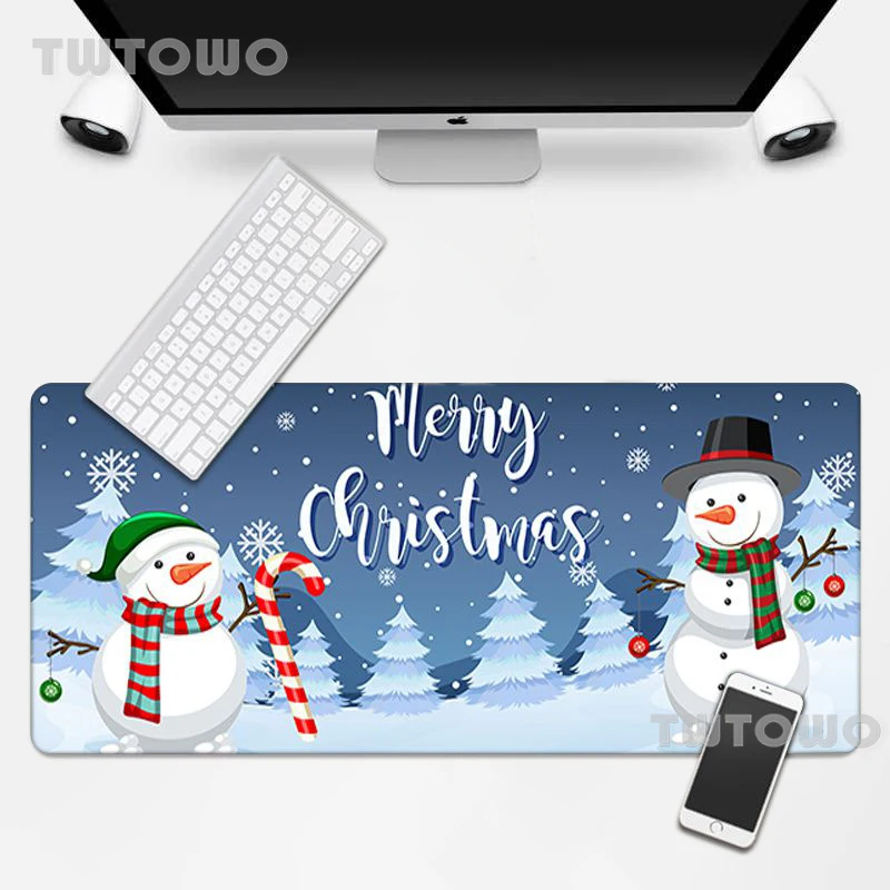 

Christmas Happy Snowman HD Large Size Computer Mouse Pad Lovely Art Anti-slip Cartoon Soft Gamer Laptop Home Desk Mat MousePads