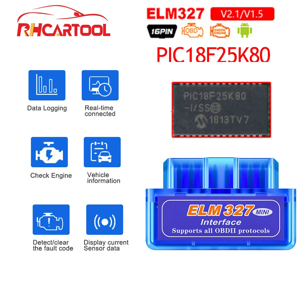 Автомобильные аксессуары OBD2 ELM327 V1.5 сканер v1.5 V2.1 Elm 327 PIC18F25K80 диагностический