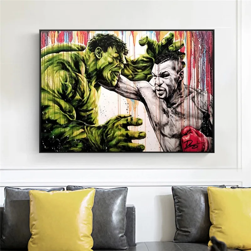 Боксерские матчи Халк Железный человек плакаты и принты Забавный супергерой Marvel