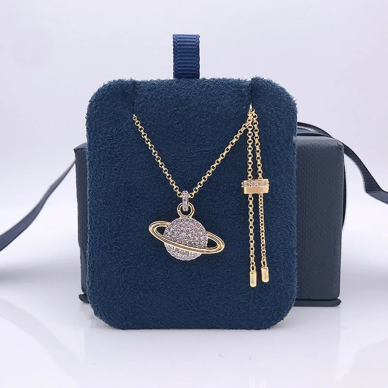 51-80cm High-quality female fashion Personality Pink Gold Saturn Planet Necklace fashion chain For  Holiday and birthday