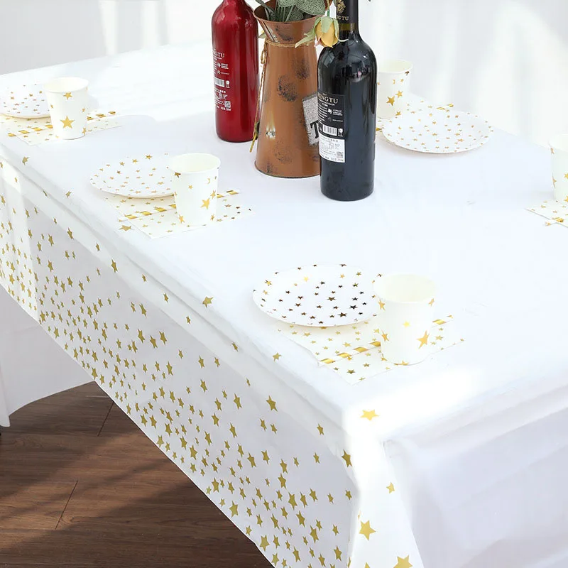 

Modern Simple Star Print Party Dedicated Tablecloth Waterproof Oilproof Rectangular Tablecloth PEVA Banquet Wedding Tablecloth