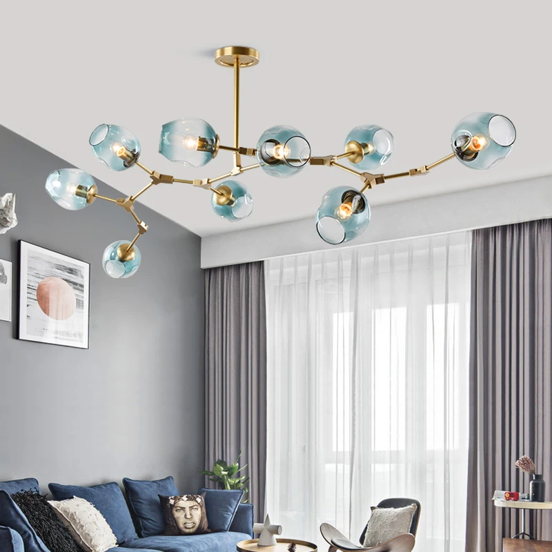 

Modern Chandelier Amber/Smoke/gray Glass Industrial light for living room bedroom restaurant tree branch Chandelier lighting