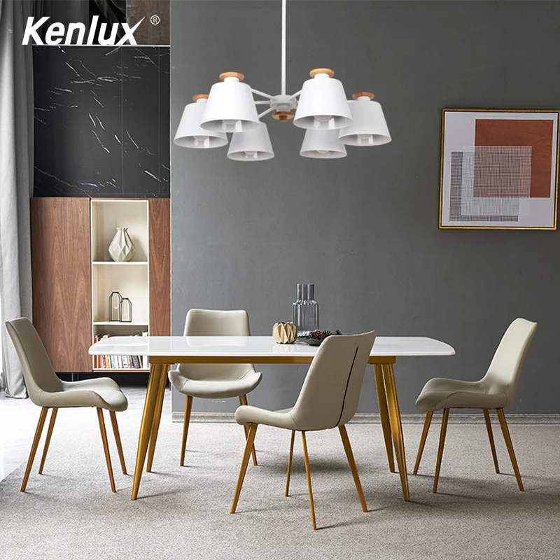 Современная Минималистичная люстра в скандинавском стиле из массива дерева с 3/6/8