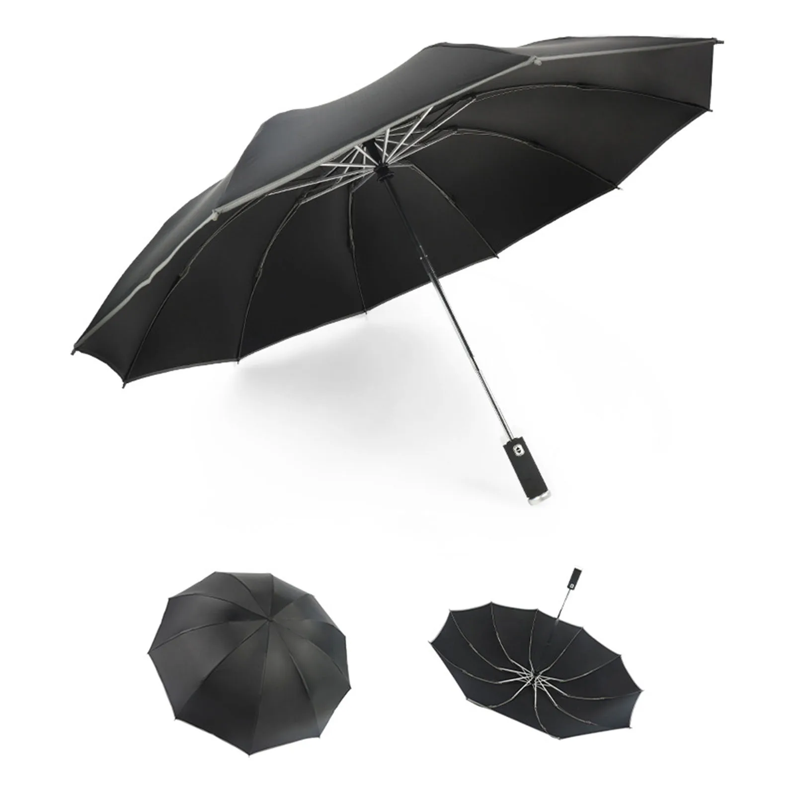 Автоматический зонт дождь зонтик от солнца с Светодиодная лампа в три сложения