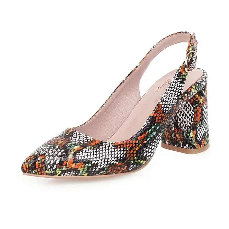 

Sgesvier Big size 33-48 New slingback pumps women shoes pointed toe snake printed square high heels party wedding shoes female