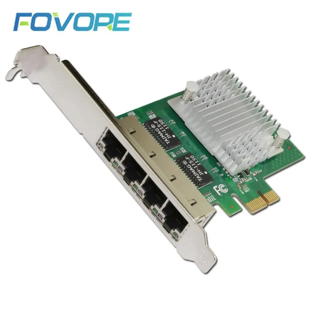 PCIE X1 4 порта 10/100 Мбит/с Gigabit Ethernet RJ45 сетевая карта адаптер сервера LAN intel I350 T4 NIC|pcie