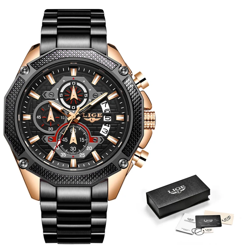 2019 LIGE модные брендовые мужские часы полностью стальные бизнес кварцевые военные