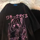 Женская футболка в стиле Харадзюку, милая свободная футболка в стиле панк с коротким рукавом и принтом аниме, лето 2021