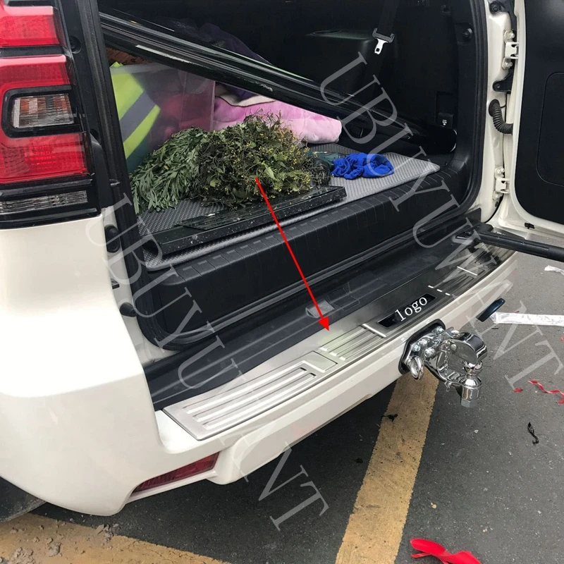 Для Toyota LAND CRUISER PRADO задний багажник дверной порог с защитой от ударов царапать обшивку из нержавеющей стали автомобильные аксессуары для оформления