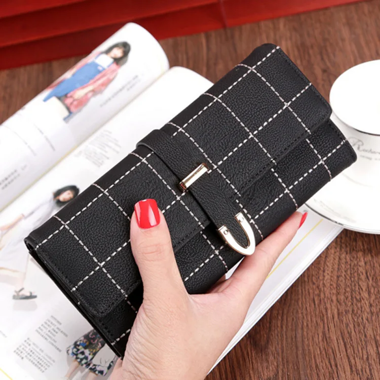 

Wallets Women Long Zipper Luxury Brand Leather Coin Purses Tassel Design Clutch lattice Female Money Bag Credit Card Holder 440