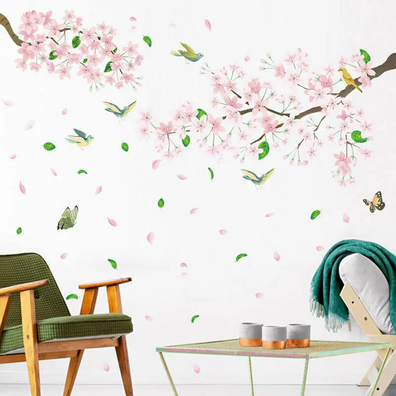 Вишневые наклейки с цветами настенное украшение белый цвет ветка дерева